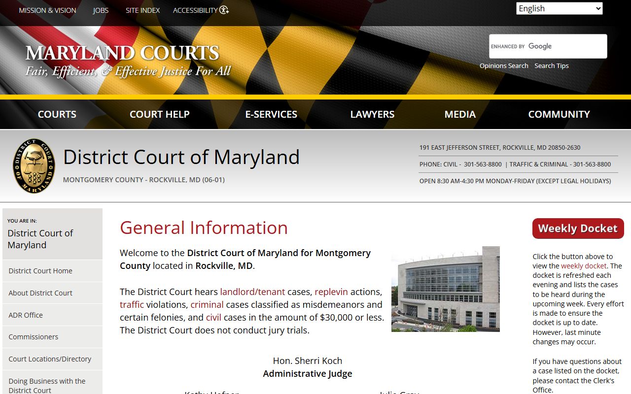 Rockville District Court family court records