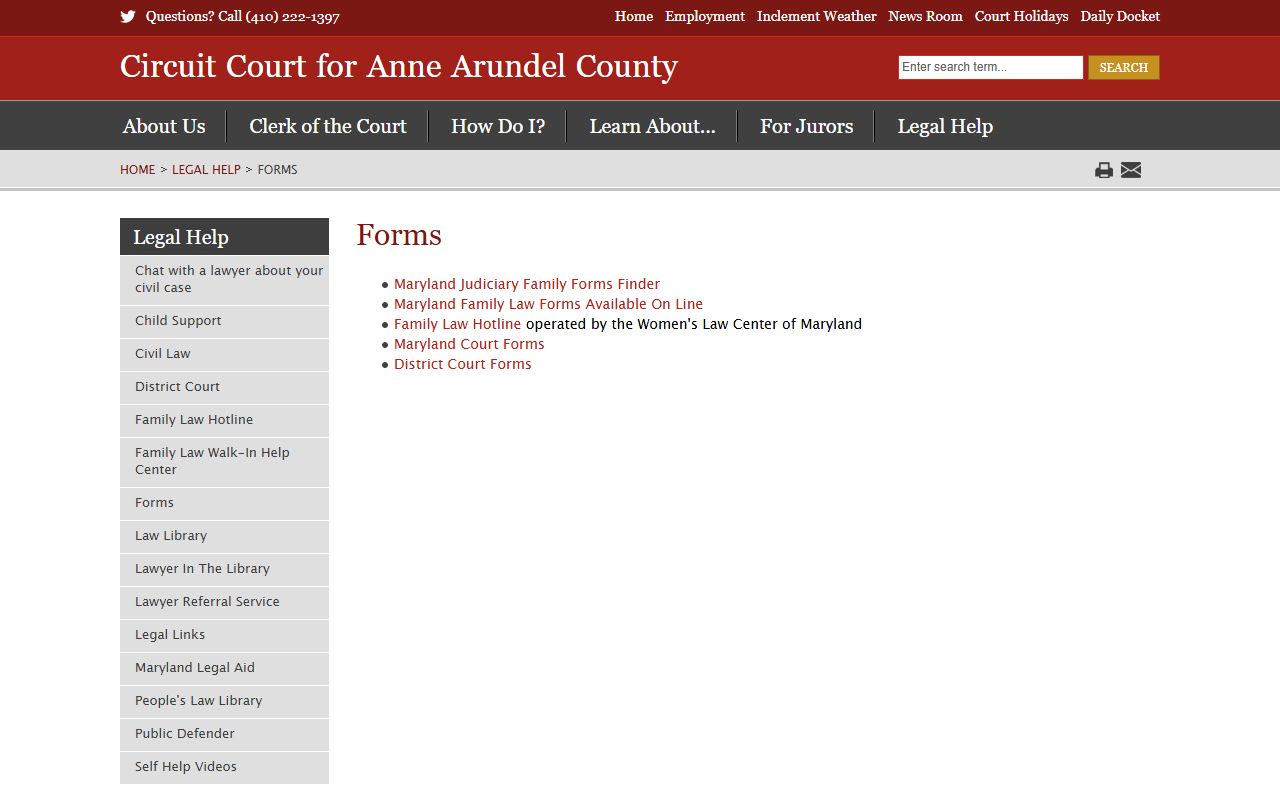 anne arundel county family court records legal forms page
