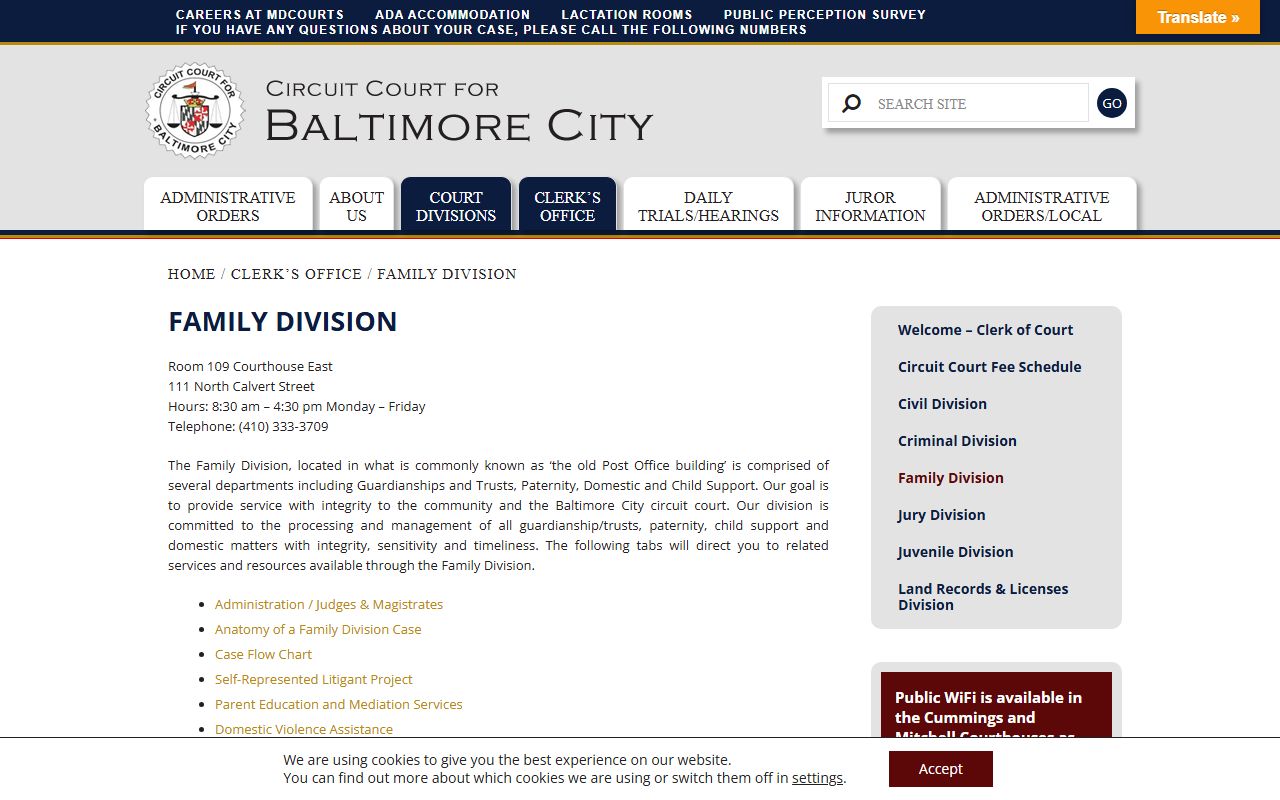 Baltimore City Family Division family court records