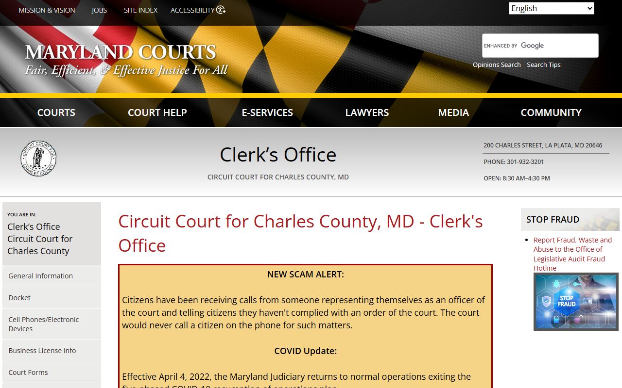 charles county family court records circuit court clerk page