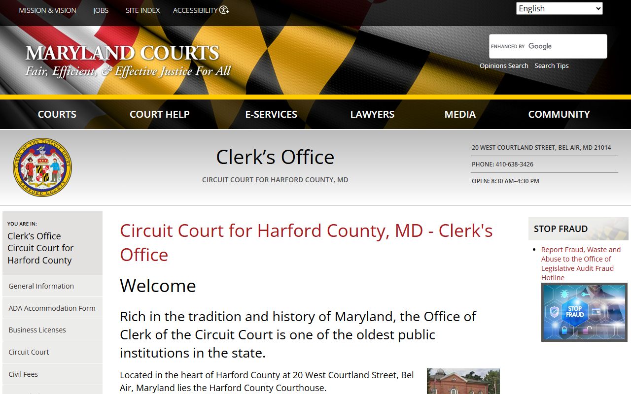 harford county family court records circuit court clerk bel air